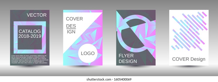 Minimum vector coverage. A set of modern abstract covers. Creative blue triangle element vector. Geometric booklet cover template design.