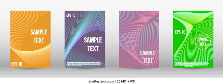 Minimum vector coverage.  A set of modern abstract oblong objects from vector abstract lines. Geometric template with lines for booklet cover. Trendy geometric patterns. EPS10 Vector Design.