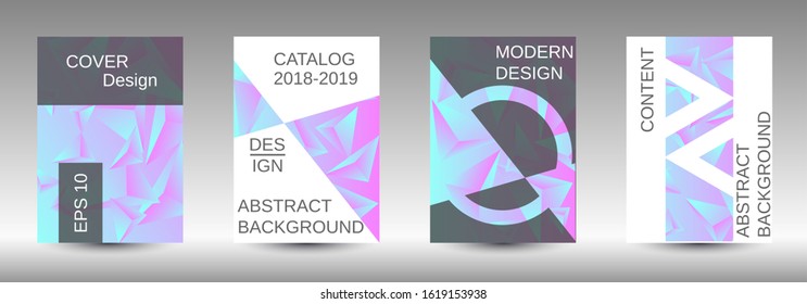 Minimum vector coverage. A set of modern abstract covers. Creative blue triangle element vector. Geometric booklet cover template design.