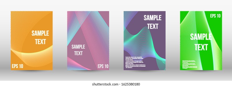 Minimum vector coverage.  A set of modern abstract oblong objects from vector abstract lines. Geometric template with lines for booklet cover. Trendy geometric patterns. EPS10 Vector Design.