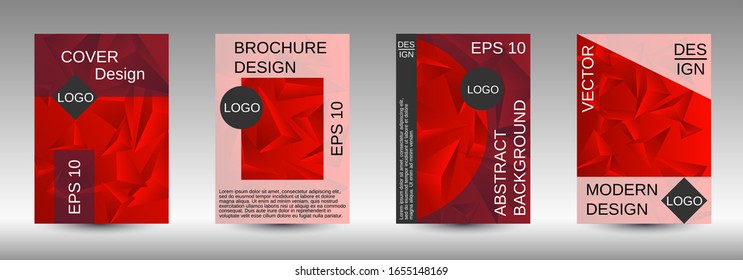 Minimum vector coverage. A set of modern abstract covers. Creative red triangle element vector. Geometric booklet cover template design.