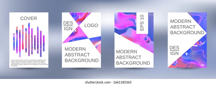Minimum vector coverage. A set of modern abstract covers. Colorful rainbow gradient. Bright print.