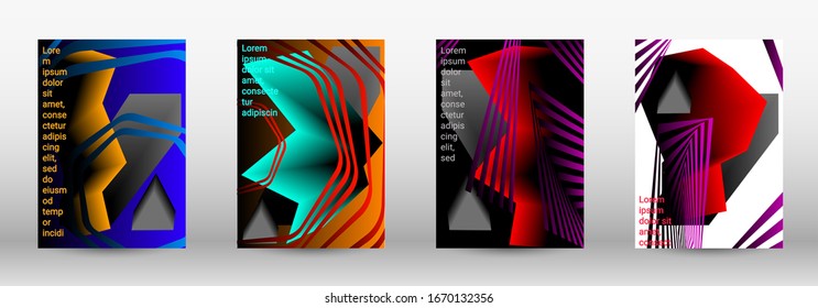 Minimum vector coverage. A set of modern abstract covers. Trendy cover design of curved lines, geometric shapes. Vector illustration. EPS 10.