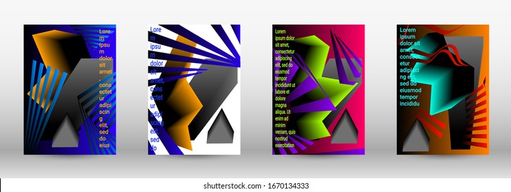 Minimum vector coverage. A set of modern abstract covers. Trendy cover design of curved lines, geometric shapes. Vector illustration. EPS 10.