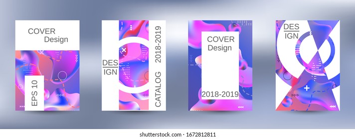 Minimum vector coverage. A set of modern abstract covers. Trendy creative vector cosmic gradient. Bright print.