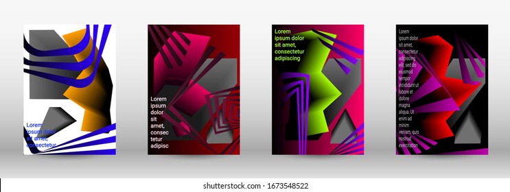 Minimum vector coverage. A set of modern abstract covers. Trendy cover design of curved lines, geometric shapes. Vector illustration. EPS 10.