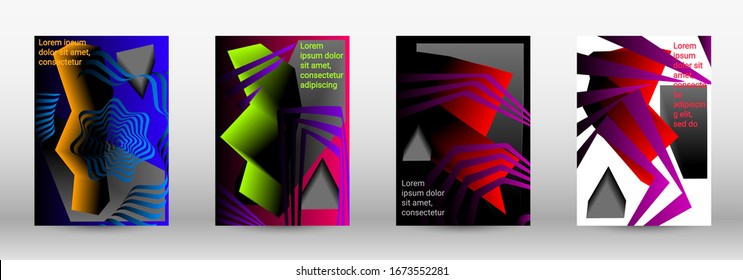Minimum vector coverage. A set of modern abstract covers. Trendy cover design of curved lines, geometric shapes. Vector illustration. EPS 10.