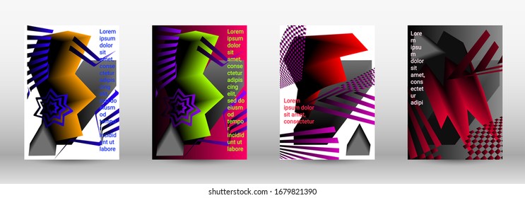 Minimum vector coverage. A set of modern abstract covers. Trendy cover design of curved lines, geometric shapes. Vector illustration. EPS 10.
