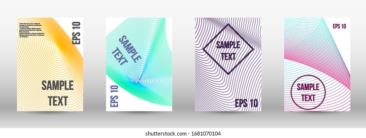 Minimum vector coverage.  A set of modern abstract oblong objects from vector abstract lines. Geometric template with lines for booklet cover. Trendy geometric patterns. EPS10 Vector Design.