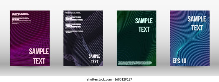 Minimum vector coverage.  A set of modern abstract oblong objects from vector abstract lines. Geometric template with lines for booklet cover. Trendy geometric patterns. EPS10 Vector Design.