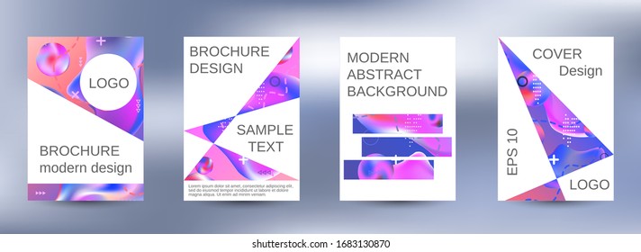 Minimum vector coverage. A set of modern abstract covers. Colorful rainbow gradient. Bright print.