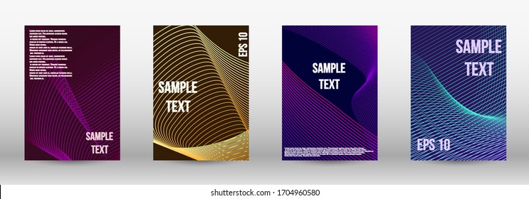 Minimum vector coverage.  A set of modern abstract oblong objects from vector abstract lines. Geometric template with lines for booklet cover. Trendy geometric patterns. EPS10 Vector Design.