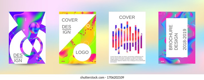 Minimum vector coverage. A set of modern abstract covers. Easily editable soft colored vector illustration. Bright print.