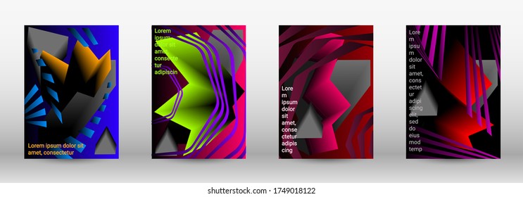 Minimum vector coverage. A set of modern abstract covers. Trendy cover design of curved lines, geometric shapes. Vector illustration. EPS 10.