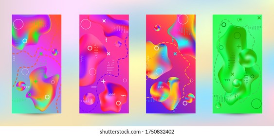 Minimum vector coverage. A set of modern abstract covers. Creative fluid backgrounds from current forms to design a fashionable abstract cover, banner, poster, booklet.
