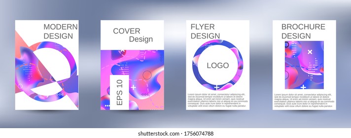 Minimum vector coverage. A set of modern abstract liquid covers. Easily editable soft colored vector illustration. Bright print.