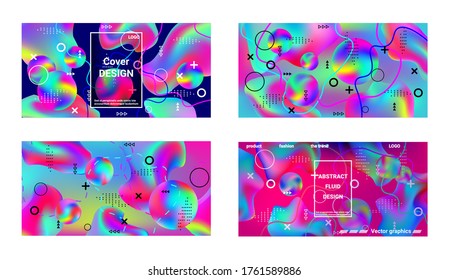 Minimum vector coverage. A set of modern abstract covers. Creative fluid backgrounds from current forms to design a fashionable abstract cover, banner, poster, booklet.