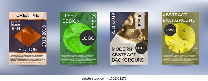 Minimum vector coverage. A set of modern abstract covers. Blurred bright colors mesh background. Smooth banner template.