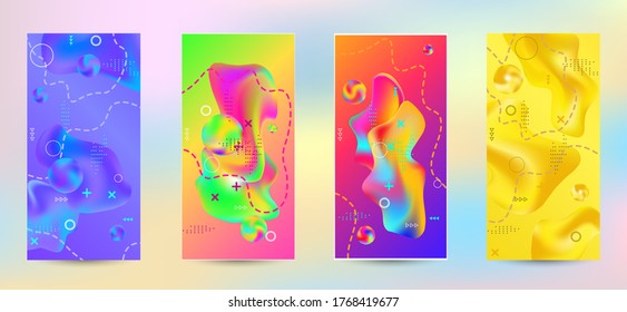 Minimum vector coverage. A set of modern abstract covers. Creative fluid backgrounds from current forms to design a fashionable abstract cover, banner, poster, booklet.
