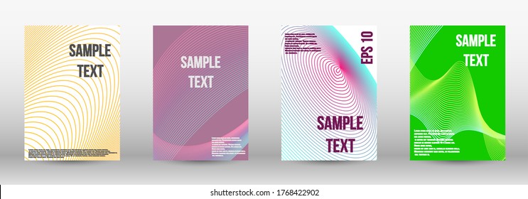 Minimum vector coverage.  A set of modern abstract oblong objects from vector abstract lines. Geometric template with lines for booklet cover. Trendy geometric patterns. EPS10 Vector Design.