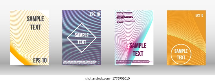 Minimum vector coverage.  A set of modern abstract oblong objects from vector abstract lines. Geometric template with lines for booklet cover. Trendy geometric patterns. EPS10 Vector Design.