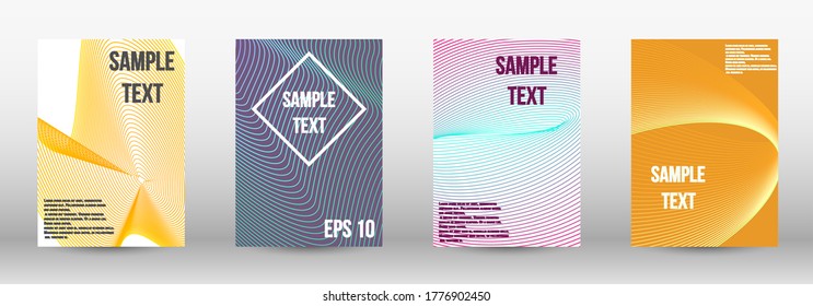 Minimum vector coverage.  A set of modern abstract oblong objects from vector abstract lines. Geometric template with lines for booklet cover. Trendy geometric patterns. EPS10 Vector Design.
