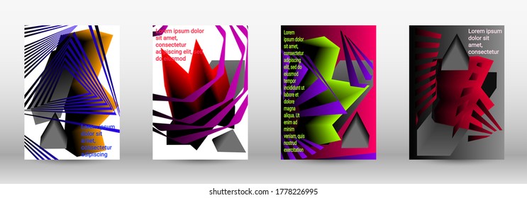 Minimum vector coverage. A set of modern abstract covers. Trendy cover design of curved lines, geometric shapes. Vector illustration. EPS 10.