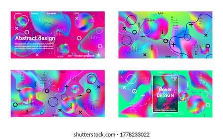 Minimum vector coverage. A set of modern abstract covers. Creative fluid backgrounds from current forms to design a fashionable abstract cover, banner, poster, booklet.