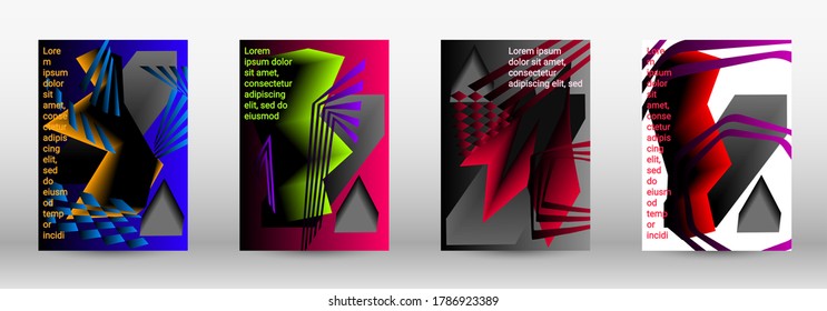 Minimum vector coverage. A set of modern abstract covers. Trendy cover design of curved lines, geometric shapes. Vector illustration. EPS 10.