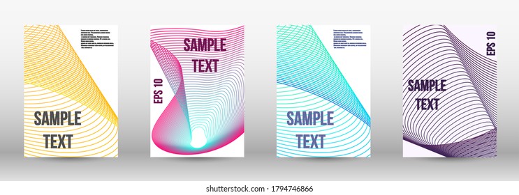 Minimum vector coverage.  A set of modern abstract oblong objects from vector abstract lines. Geometric template with lines for booklet cover. Trendy geometric patterns. EPS10 Vector Design.