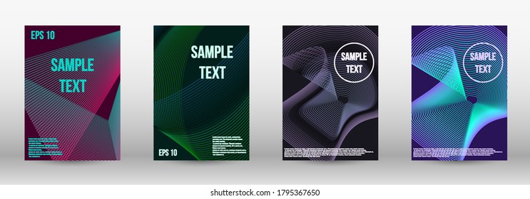 Minimum vector coverage.  A set of modern abstract oblong objects from vector abstract lines. Geometric template with lines for booklet cover. Trendy geometric patterns. EPS10 Vector Design.