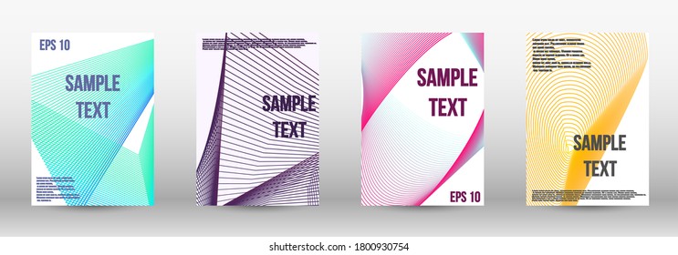 Minimum vector coverage.  A set of modern abstract oblong objects from vector abstract lines. Geometric template with lines for booklet cover. Trendy geometric patterns. EPS10 Vector Design.