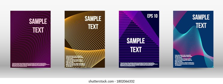 Minimum vector coverage.  A set of modern abstract oblong objects from vector abstract lines. Geometric template with lines for booklet cover. Trendy geometric patterns. EPS10 Vector Design.
