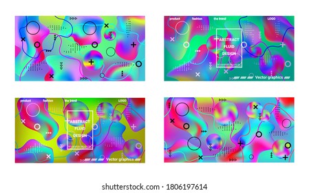 Minimum vector coverage. A set of modern abstract covers. Creative fluid backgrounds from current forms to design a fashionable abstract cover, banner, poster, booklet.