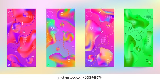 Minimum vector coverage. A set of modern abstract covers. Creative fluid backgrounds from current forms to design a fashionable abstract cover, banner, poster, booklet.