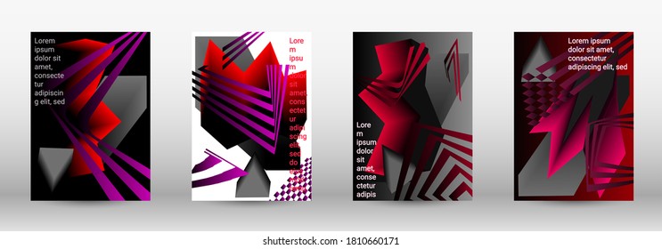 Minimum vector coverage. A set of modern abstract covers. Trendy cover design of curved lines, geometric shapes. Vector illustration. EPS 10.