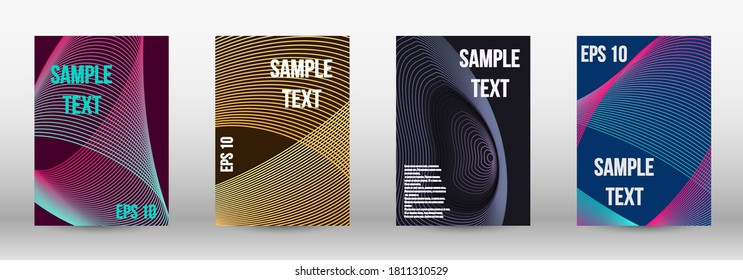 Minimum vector coverage.  A set of modern abstract oblong objects from vector abstract lines. Geometric template with lines for booklet cover. Trendy geometric patterns. EPS10 Vector Design.