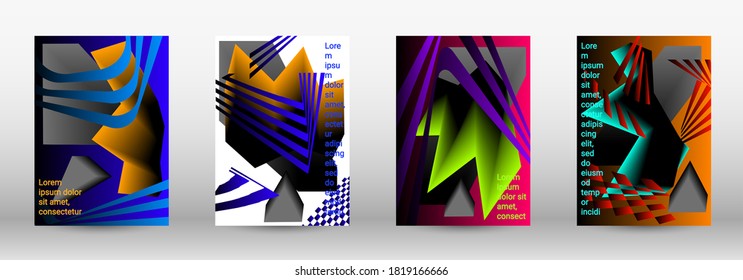 Minimum vector coverage. A set of modern abstract covers. Trendy cover design of curved lines, geometric shapes. Vector illustration. EPS 10.