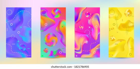 Minimum vector coverage. A set of modern abstract covers. Creative fluid backgrounds from current forms to design a fashionable abstract cover, banner, poster, booklet.