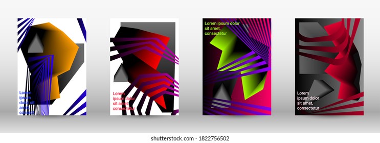 Minimum vector coverage. A set of modern abstract covers. Trendy cover design of curved lines, geometric shapes. Vector illustration. EPS 10.
