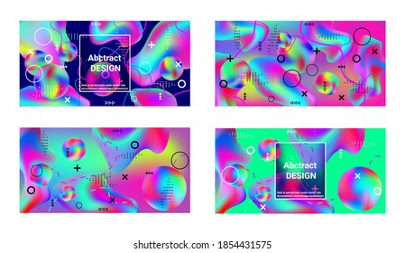 Minimum vector coverage. A set of modern abstract covers. Creative fluid backgrounds from current forms to design a fashionable abstract cover, banner, poster, booklet.