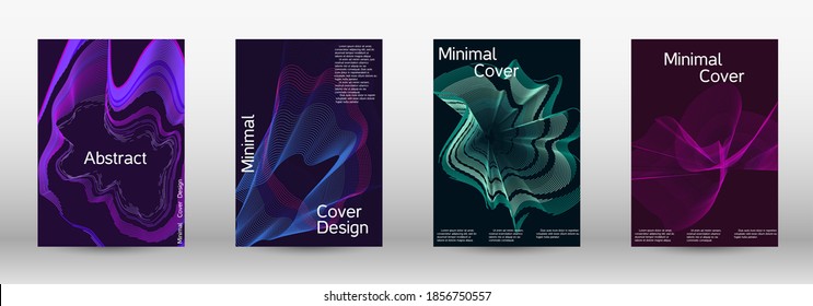 Minimum vector coverage.  A set of modern abstract covers. Future futuristic template with abstract current forms for banner design, poster, booklet, report, journal.  Vector illustration. EPS 10. 