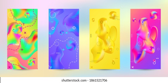 Minimum vector coverage. A set of modern abstract covers. Creative fluid backgrounds from current forms to design a fashionable abstract cover, banner, poster, booklet.