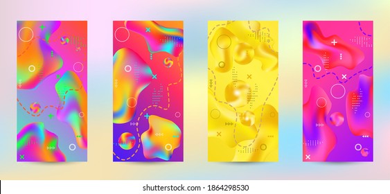 Minimum vector coverage. A set of modern abstract covers. Creative fluid backgrounds from current forms to design a fashionable abstract cover, banner, poster, booklet.
