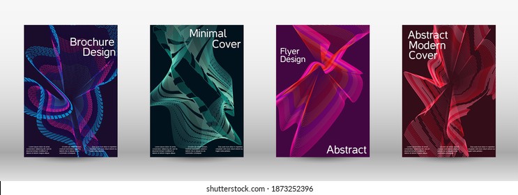 Minimum vector coverage.  A set of modern abstract covers. Future futuristic template with abstract current forms for banner design, poster, booklet, report, journal.  Vector illustration. EPS 10. 