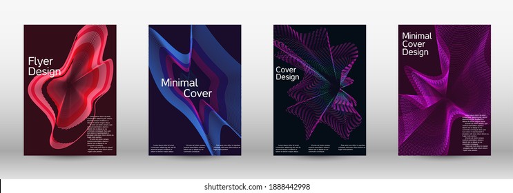 Minimum vector coverage.  A set of modern abstract covers. Future futuristic template with abstract current forms for banner design, poster, booklet, report, journal.  Vector illustration. EPS 10. 