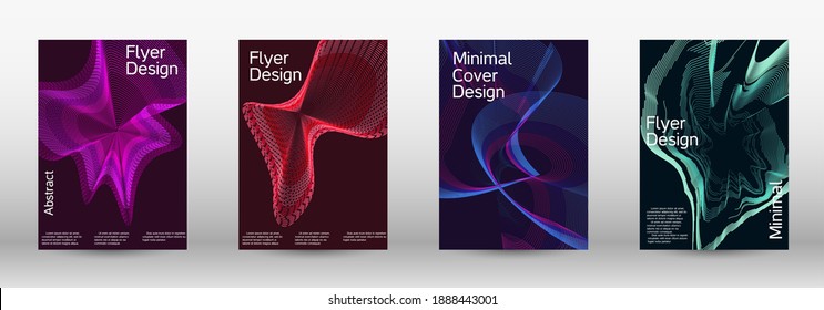 Minimum vector coverage.  A set of modern abstract covers. Future futuristic template with abstract current forms for banner design, poster, booklet, report, journal.  Vector illustration. EPS 10. 