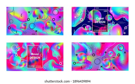 Minimum vector coverage. A set of modern abstract covers. Creative fluid backgrounds from current forms to design a fashionable abstract cover, banner, poster, booklet.