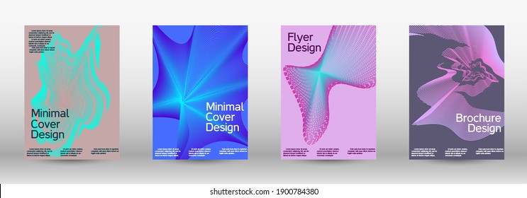 Minimum vector coverage. A set of modern abstract covers. Future futuristic template with abstract current forms for banner design, poster, booklet, report, journal. 