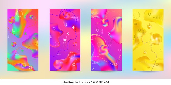 Minimum vector coverage. A set of modern abstract covers. Creative fluid backgrounds from current forms to design a fashionable abstract cover, banner, poster, booklet.